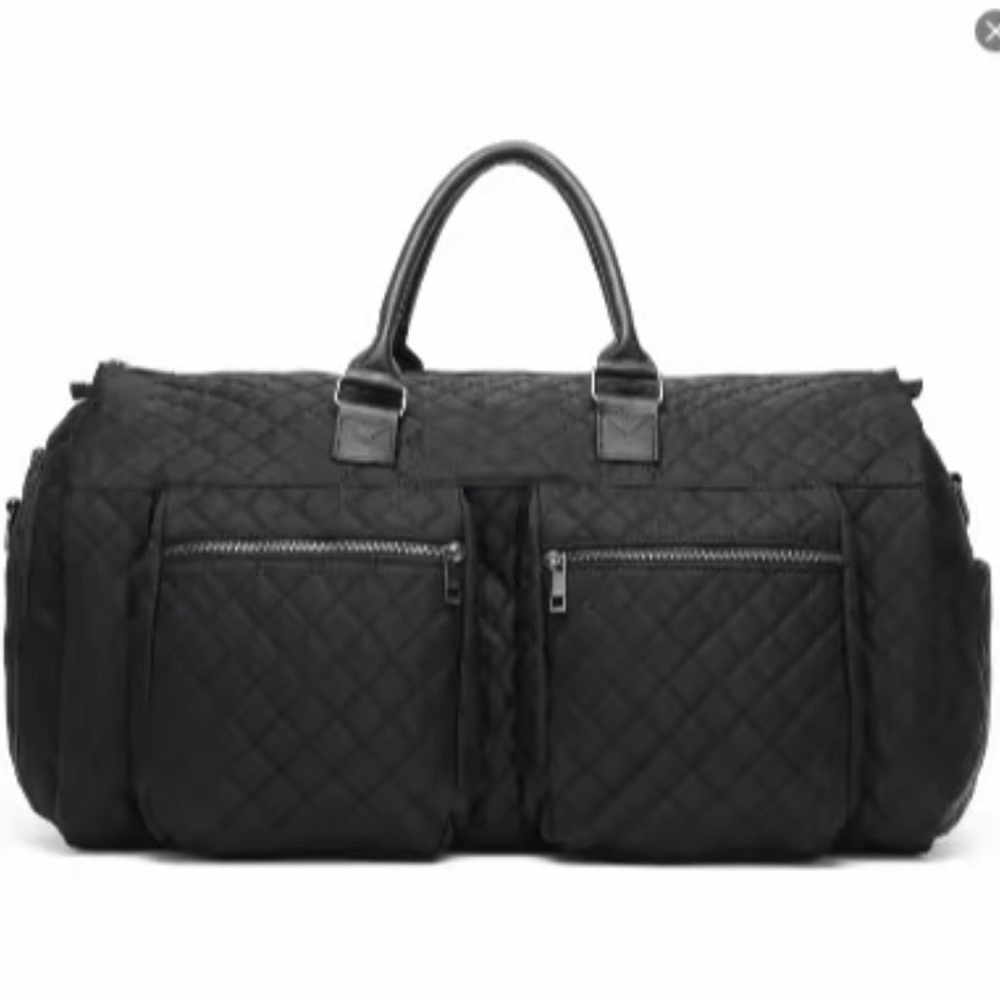 Black Quilted Travel Bag- Multiple pockets